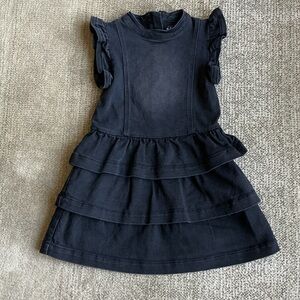 KIDPIC Girls Black Tiered Ruffle Distressed Denim Dress - Sz 3T